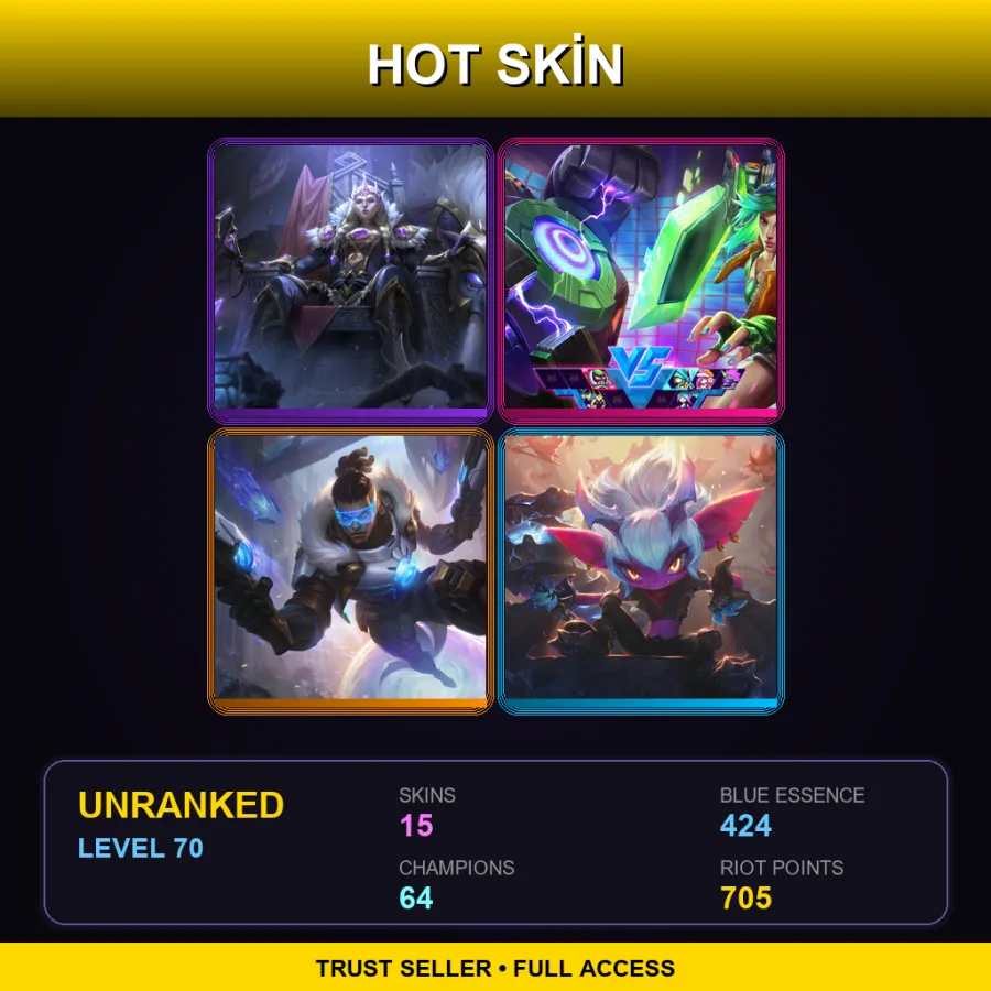 LAN | Lv70 | Unranked | 15 Skin | 64 Champ — Pulsefire Lucian