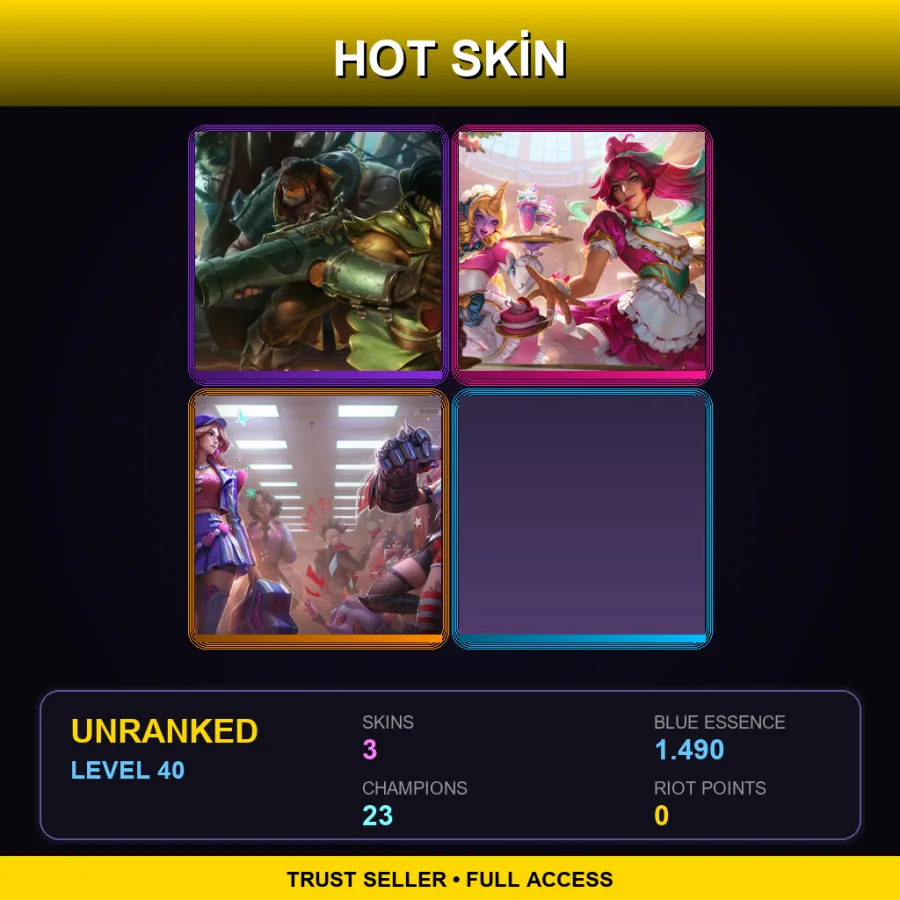 LAS | Lv40 | Unranked | 3 Skin | 23 Champ — LoL account