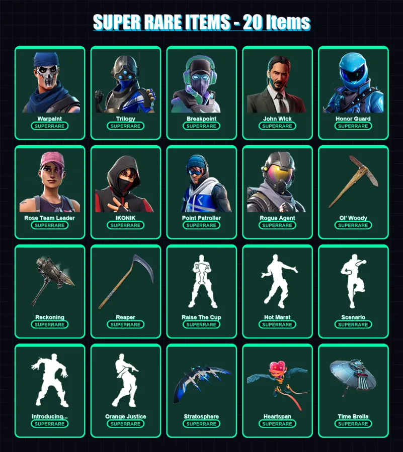 [PC/XBOX] | Warpaint | Trilogy | Breakpoint | John Wick | Honor Guard | 138 skin | 105 pickaxe | 113 emote | 99 glider | Lv1531 — Fortnite account