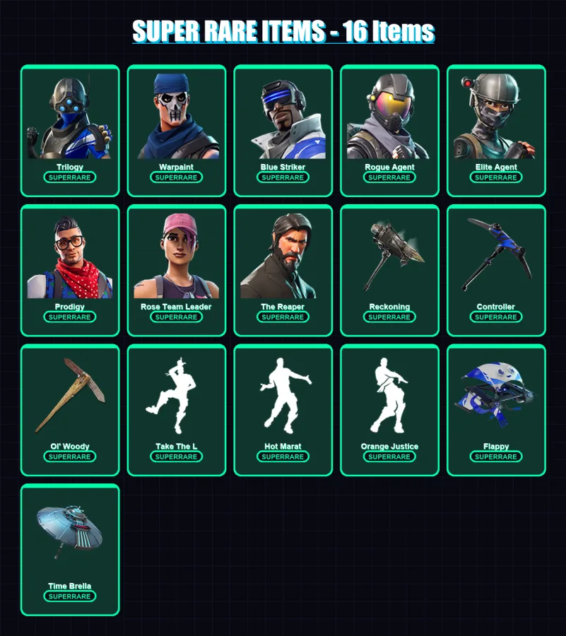 [PC/XBOX] | Trilogy | Warpaint | Blue Striker | Rogue Agent | Elite Agent | 119 skin | 129 pickaxe | 135 emote | 134 glider | Lv2081