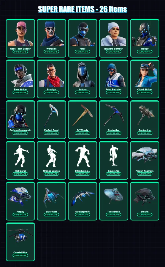 [PS4/PS5/XBOX/PC] | Rose Team Leader | Warpaint | Fixer | Blizzard Bomber | Trilogy | 210 skin | 225 pickaxe | 212 emote | 185 glider | Lv2999 — Fortnite account
