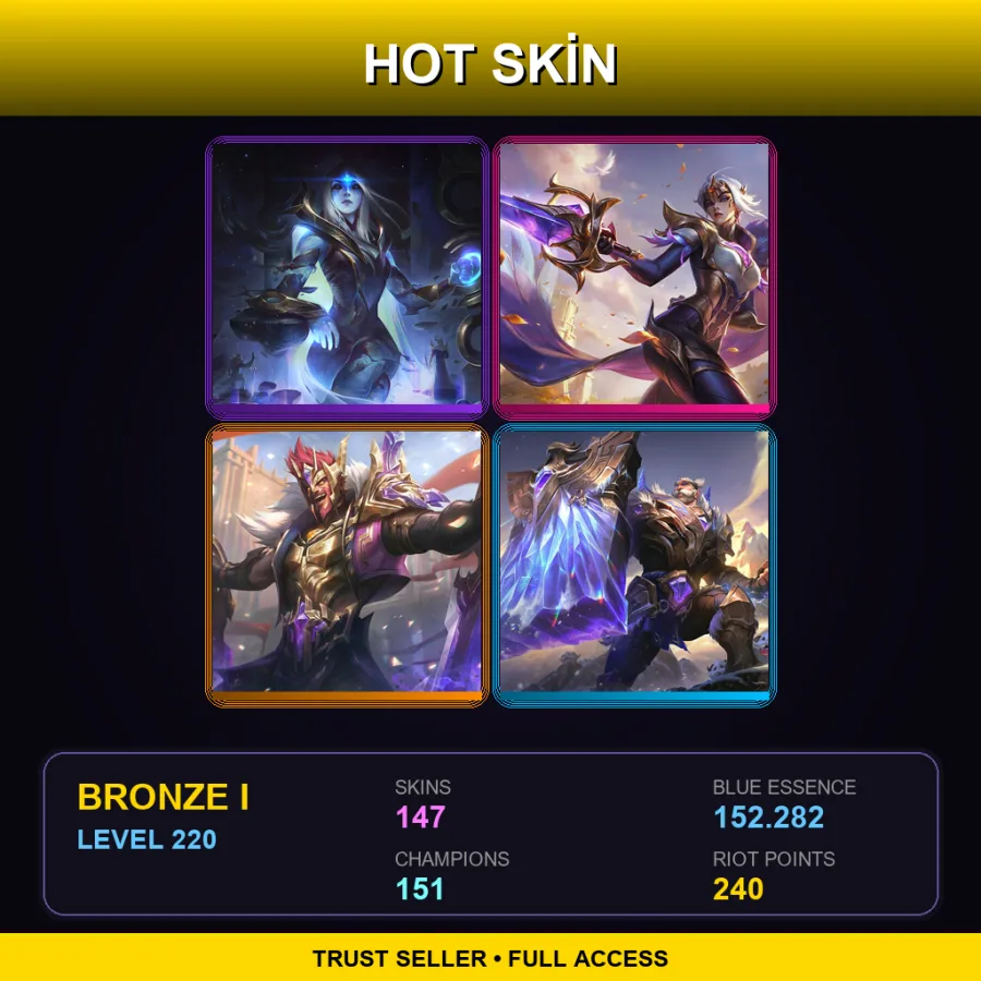 EUW | Lv220 | Bronze I | 147 Skin | 151 Champ