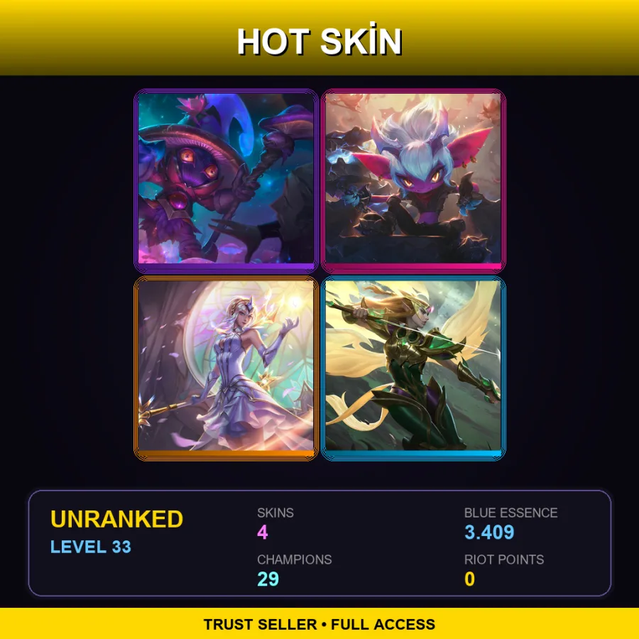 EUW | Lv33 | Unranked | 4 Skin | 29 Champ