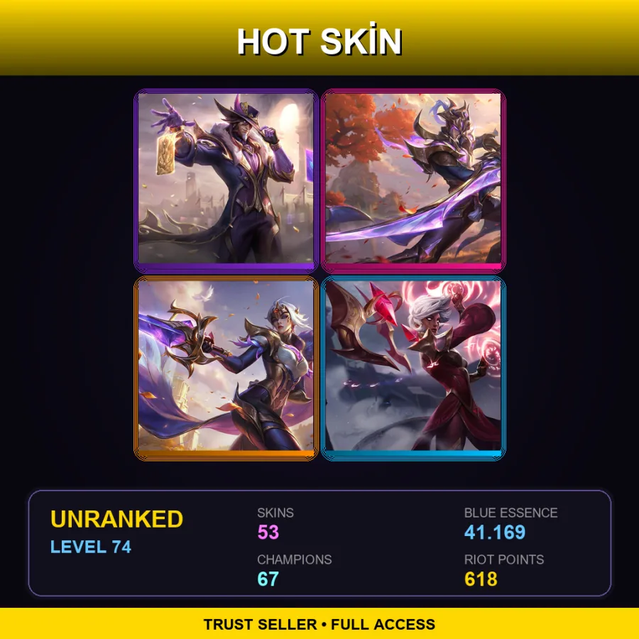 EUW | Lv74 | Unranked | 53 Skin | 67 Champ — LoL account