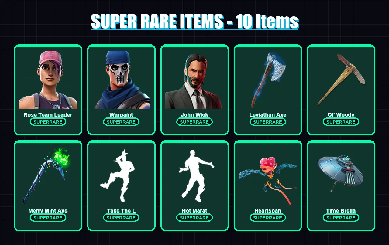 [PC/PSN] | Rose Team Leader | Warpaint | John Wick | Fallen Love Ranger | Supersonic | 108 skin | 94 pickaxe | 88 emote | 77 glider | Lv797