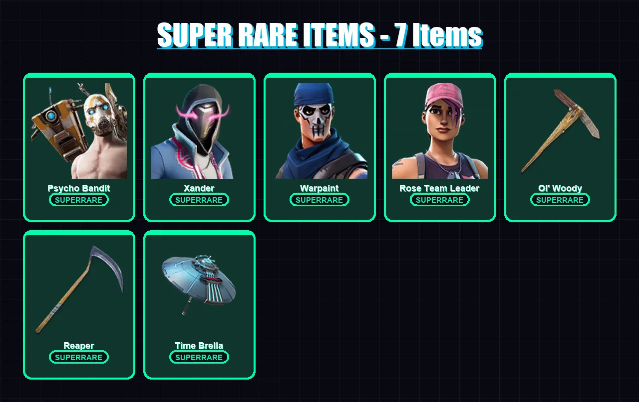 [PC] | Psycho Bandit | Xander | Warpaint | Rose Team Leader | Kymera | 131 skin | 146 pickaxe | 108 emote | 115 glider | Lv1750 — Fortnite account