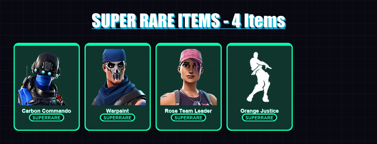 [PS4/PS5/XBOX/PC] | Carbon Commando | Warpaint | Rose Team Leader | Drift | Carbide | 14 skin | 10 pickaxe | 24 emote | 22 glider | Lv331