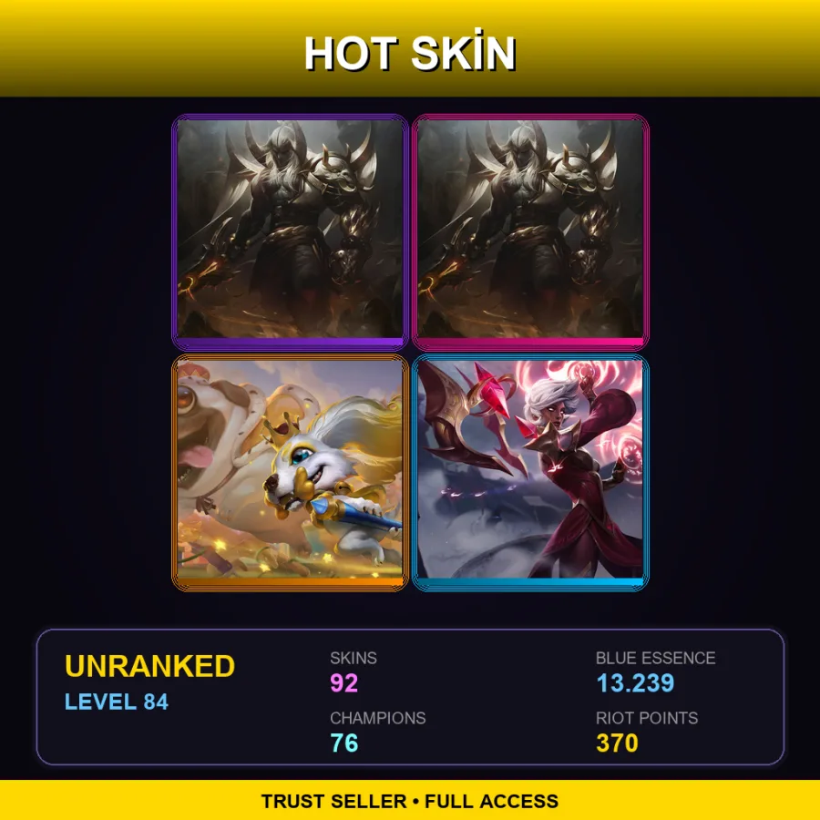 TR | Lv84 | Unranked | 92 Skin | 76 Champ