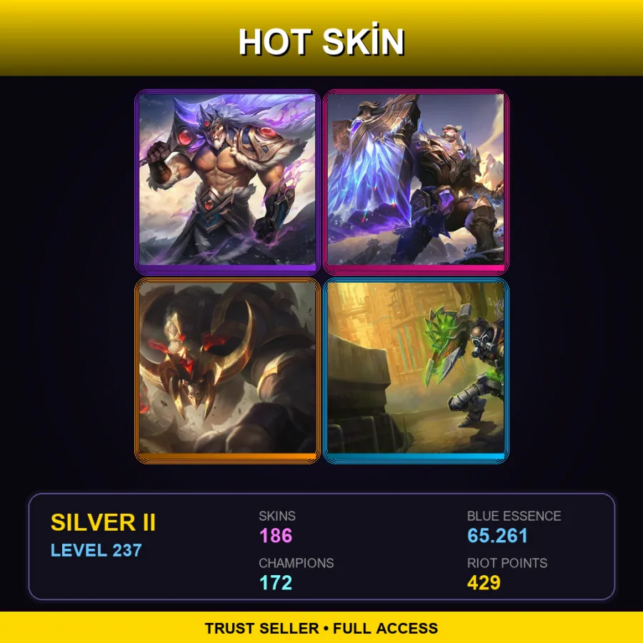 EUW | Lv237 | Silver II | 186 Skin | 172 Champ — LoL account