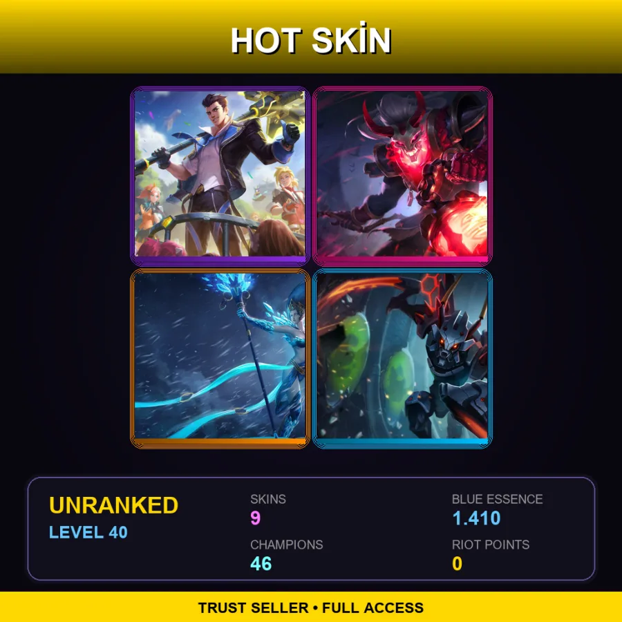 VN | Lv40 | Unranked | 9 Skin | 46 Champ — LoL account
