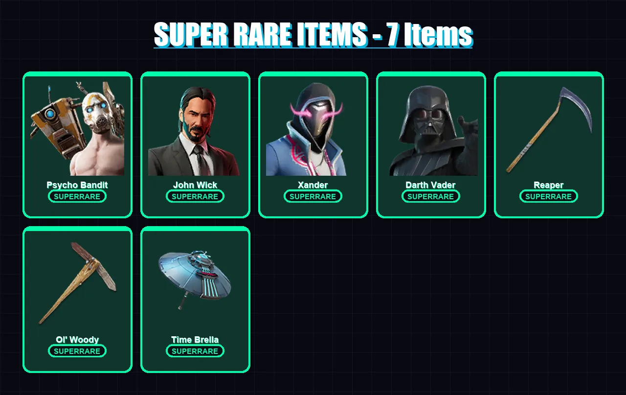 [PC] | Psycho Bandit | John Wick | Xander | Darth Vader | Kado Thorne | 243 skin | 270 pickaxe | 182 emote | 151 glider | Lv3187