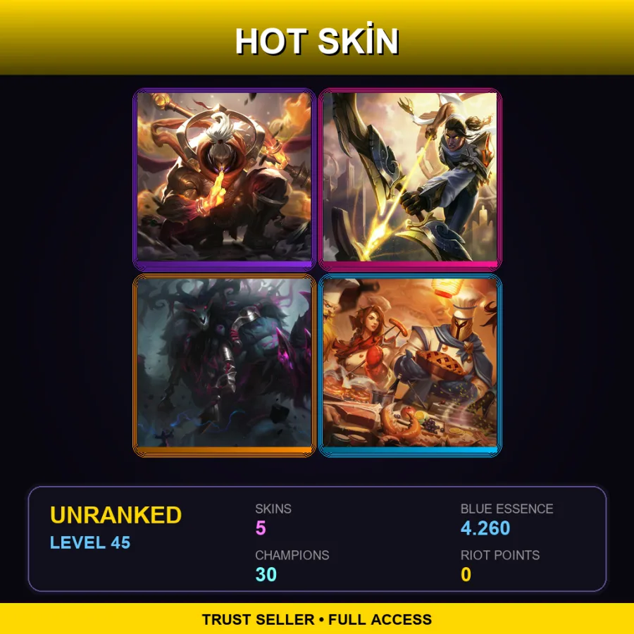 EUW | Lv45 | Unranked | 5 Skin | 30 Champ