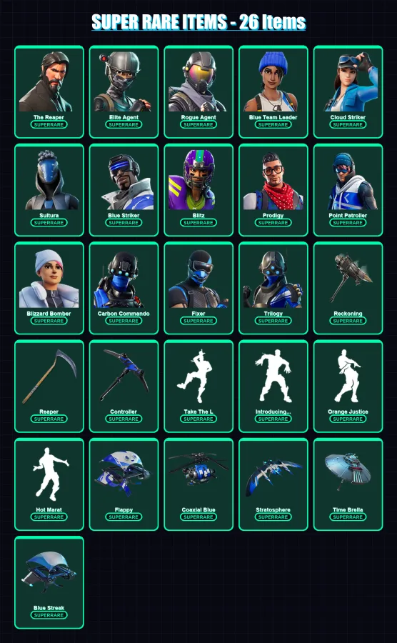[PC/XBOX/PSN] | The Reaper | Omega | Drift | Calamity | Midas | 200 skin | 212 pickaxe | 168 emote | 193 glider | Lv3365