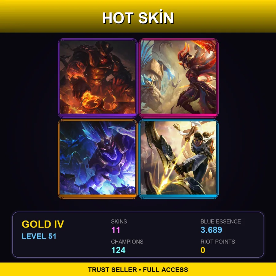 EUW | Lv51 | Gold IV | 11 Skin | 124 Champ