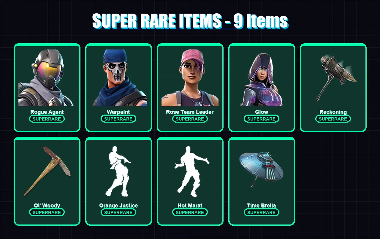 [PC/XBOX/PSN] | Rogue Agent | Warpaint | Rose Team Leader | Glow | Fade | 87 skin | 95 pickaxe | 85 emote | 103 glider | Lv1529
