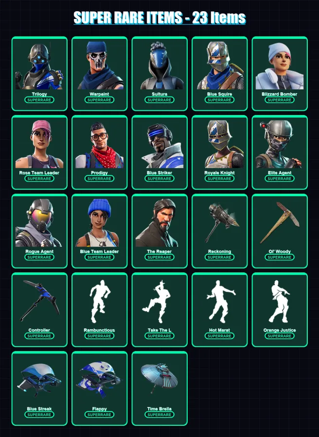 [PC/XBOX/PSN] | Trilogy | Warpaint | Sultura | Blue Squire | Blizzard Bomber | 115 skin | 136 pickaxe | 139 emote | 109 glider | Lv1666 — Fortnite account