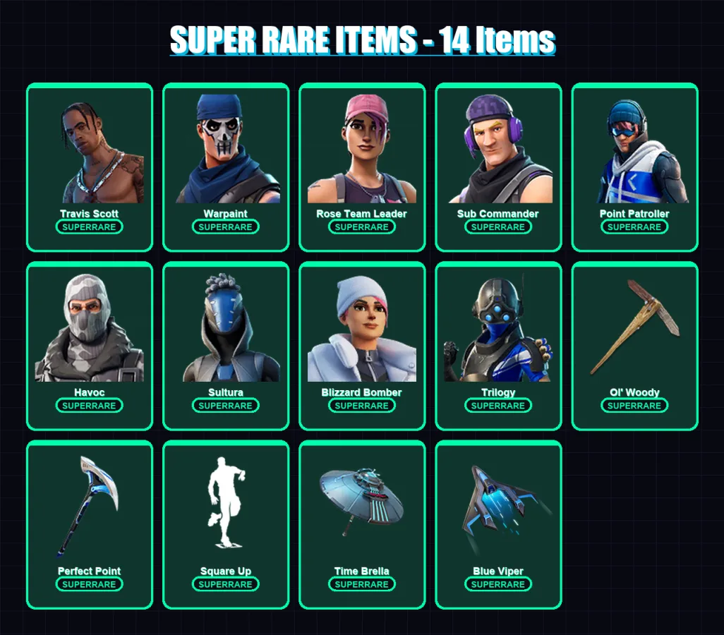 [PC/XBOX] | Travis Scott | Warpaint | Rose Team Leader | Sub Commander | Point Patroller | 257 skin | 246 pickaxe | 163 emote | 201 glider | Lv2682