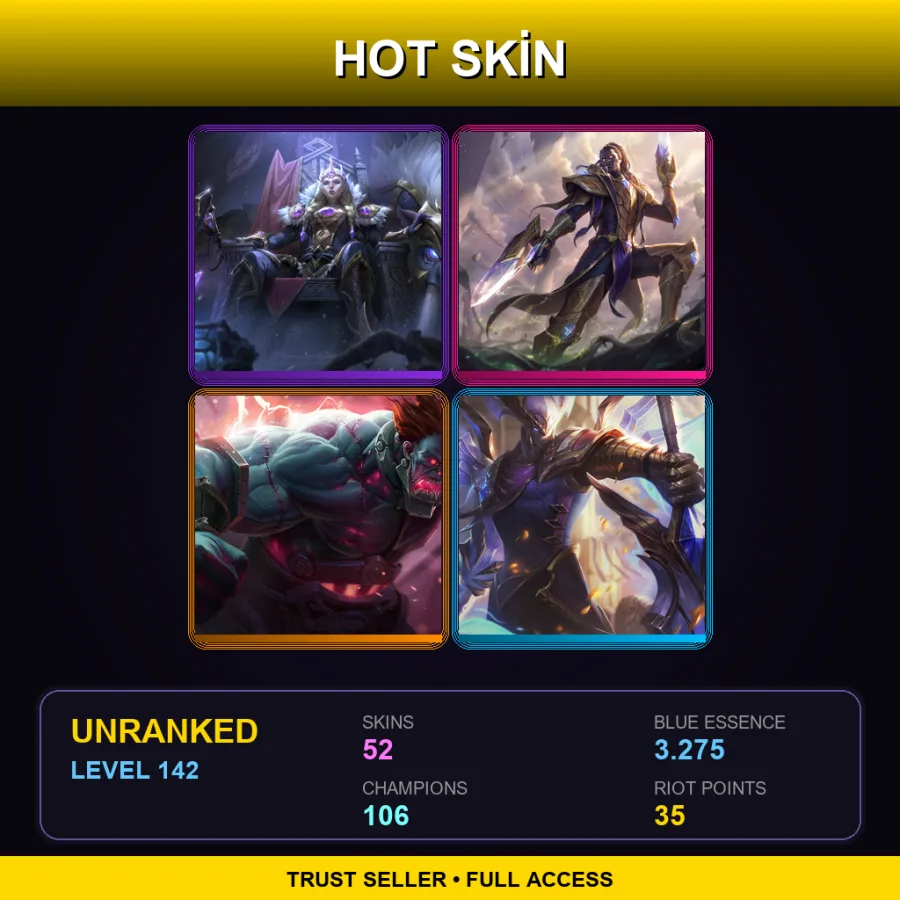 SG | Lv142 | Unranked | 52 Skin | 106 Champ — LoL account