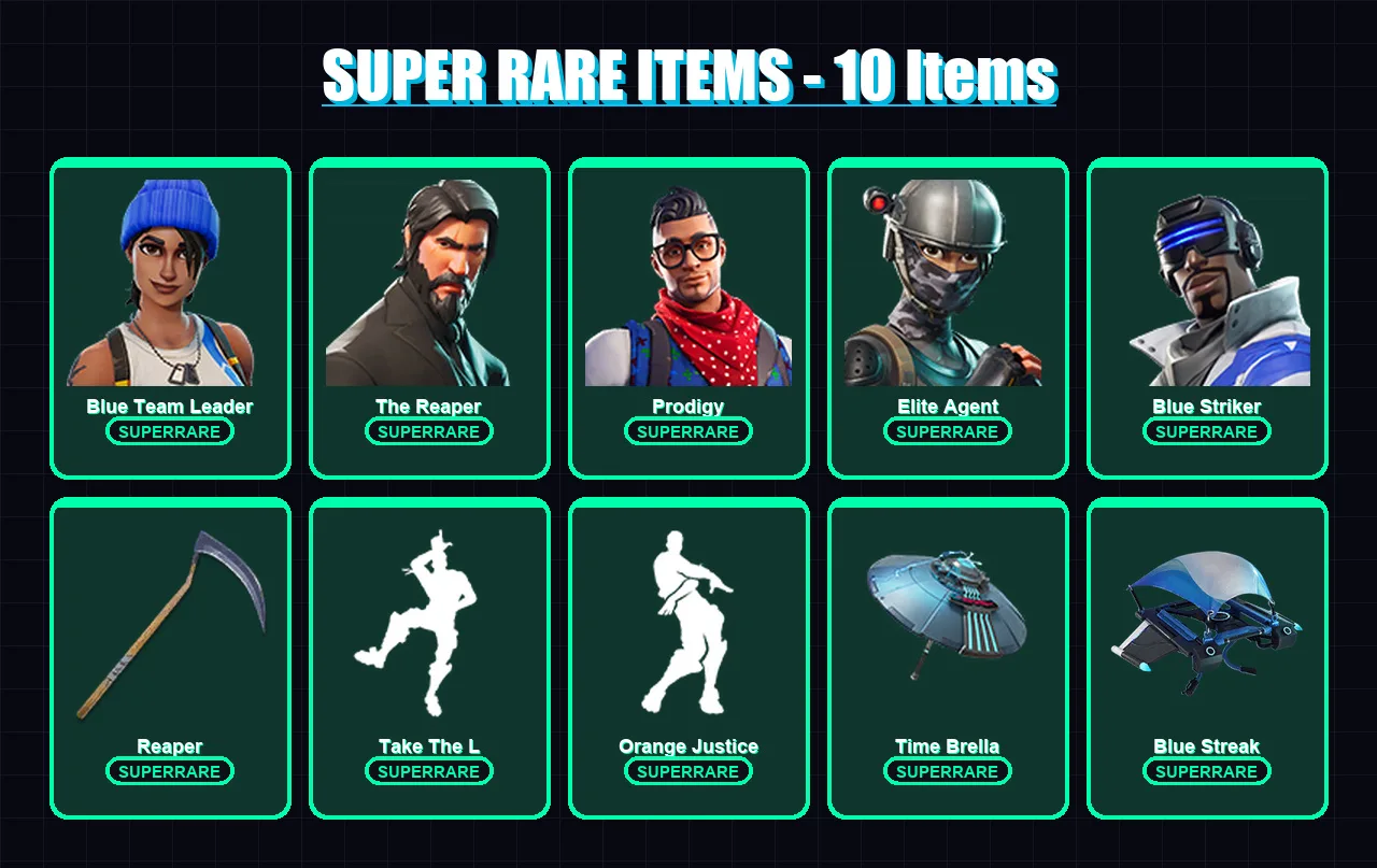 [PC/XBOX] | Blue Team Leader | The Reaper | Prodigy | Elite Agent | Blue Striker | 53 skin | 54 pickaxe | 43 emote | 53 glider | Lv667
