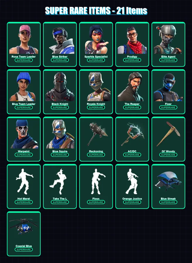 [PS4/PS5/XBOX/PC] | Rose Team Leader | Blue Striker | Sparkle Specialist | 103 skin | Lv635