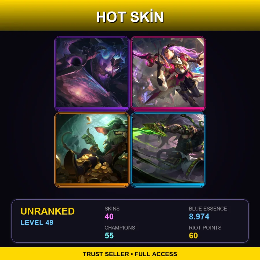 TR | Lv49 | Unranked | 40 Skin | 55 Champ