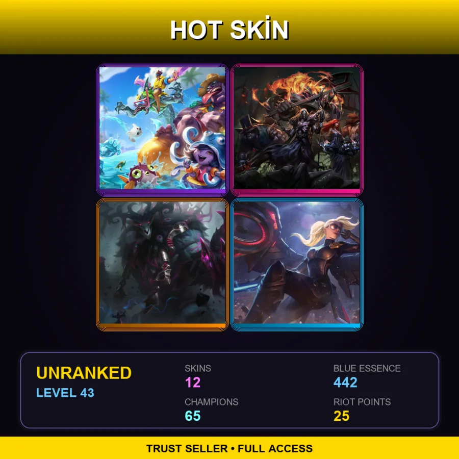 NA | Lv43 | Unranked | 12 Skin | 65 Champ