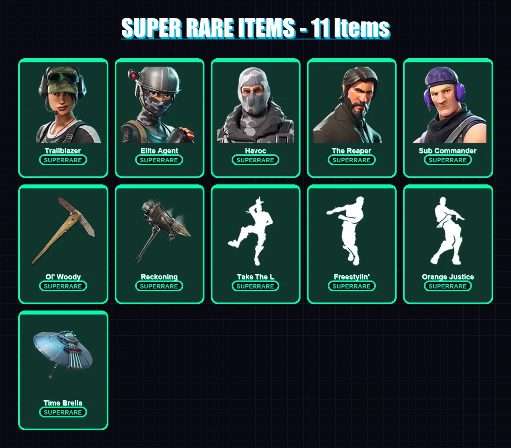 [PC/PSN] | Trailblazer | Elite Agent | Havoc | The Reaper | Sub Commander | 112 skin | 123 pickaxe | 100 emote | 102 glider | Lv1071
