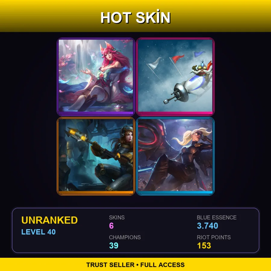 EUW | Lv40 | Unranked | 6 Skin | 39 Champ