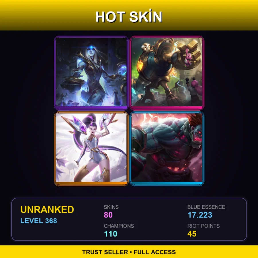 TR | Lv368 | Unranked | 80 Skin | 110 Champ
