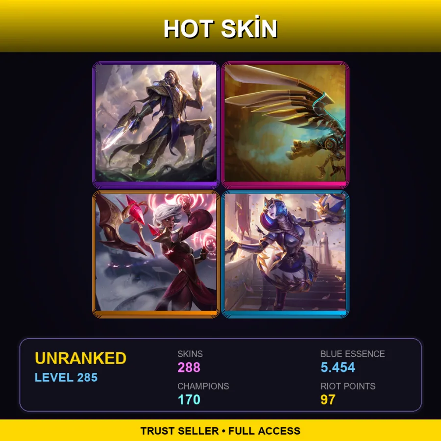 BR | Lv285 | Unranked | 288 Skin | 170 Champ — LoL account