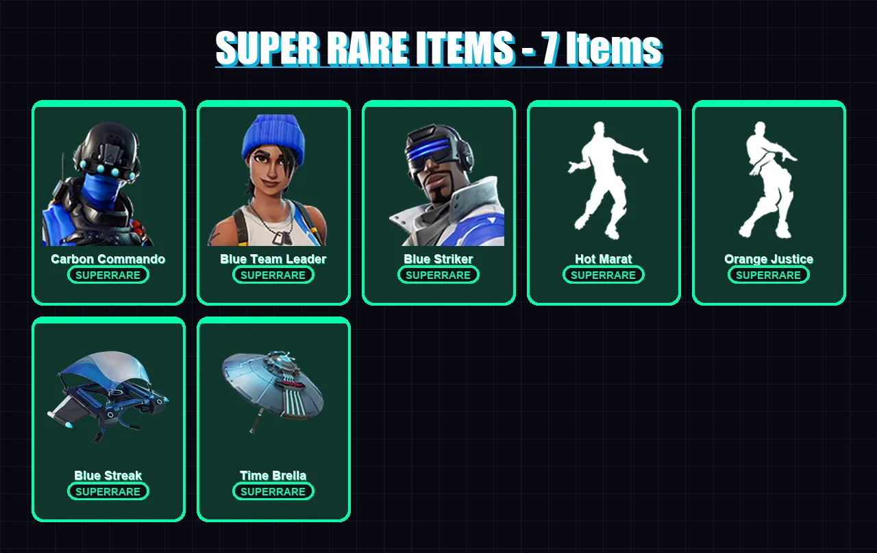 [PS4/PS5/XBOX/PC] | Carbon Commando | Blue Team Leader | Blue Striker | Deadpool | Midas | 22 skin | 29 pickaxe | 28 emote | 38 glider | Lv562