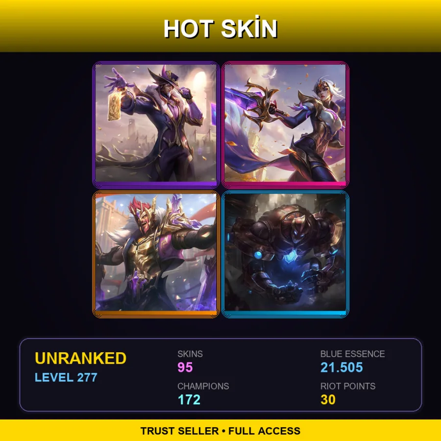 LAN | Lv277 | Unranked | 95 Skin | 172 Champ — Battle Queen Miss Fortune