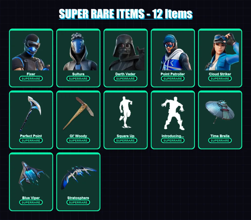 [PC/XBOX] | Fixer | Sultura | Darth Vader | Point Patroller | Cloud Striker | 183 skin | 215 pickaxe | 166 emote | 168 glider | Lv2632