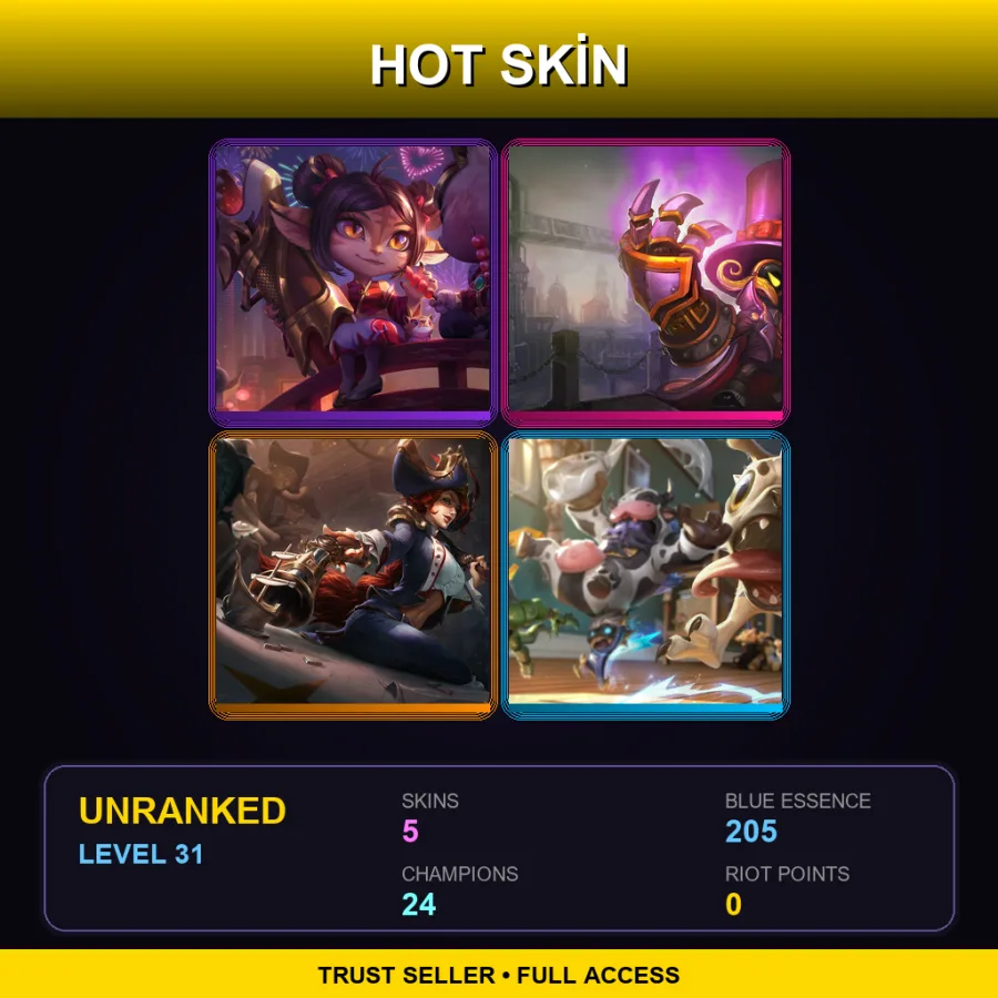 LAN | Lv31 | Unranked | 5 Skin | 24 Champ