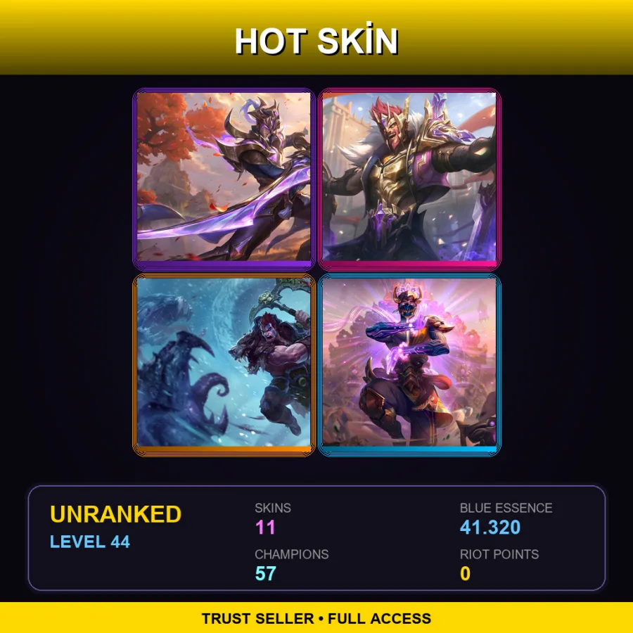 EUW | Lv44 | Unranked | 11 Skin | 57 Champ — Woad King Darius