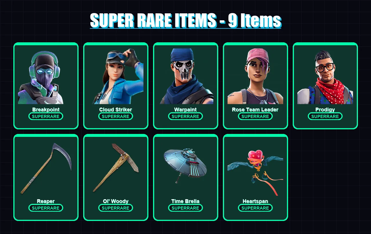 [PC/XBOX] | Breakpoint | Cloud Striker | Warpaint | Rose Team Leader | Prodigy | 127 skin | 163 pickaxe | 127 emote | 146 glider | Lv1434