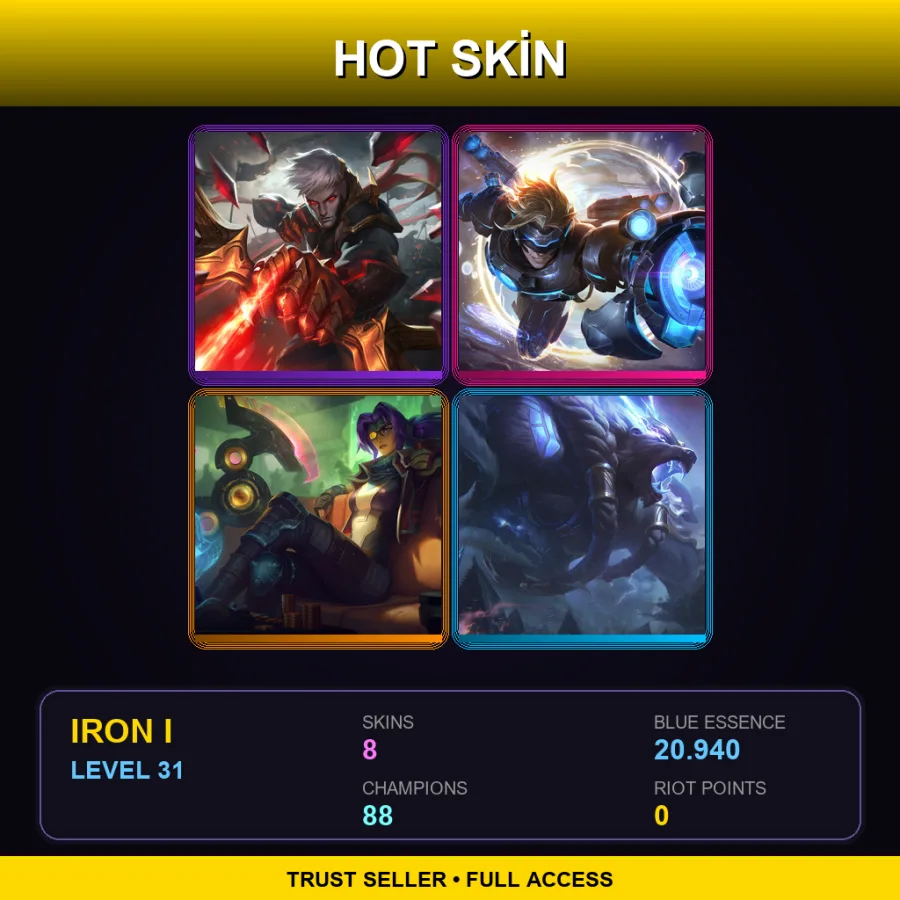 VN | Lv31 | Iron I | 8 Skin | 88 Champ — LoL account