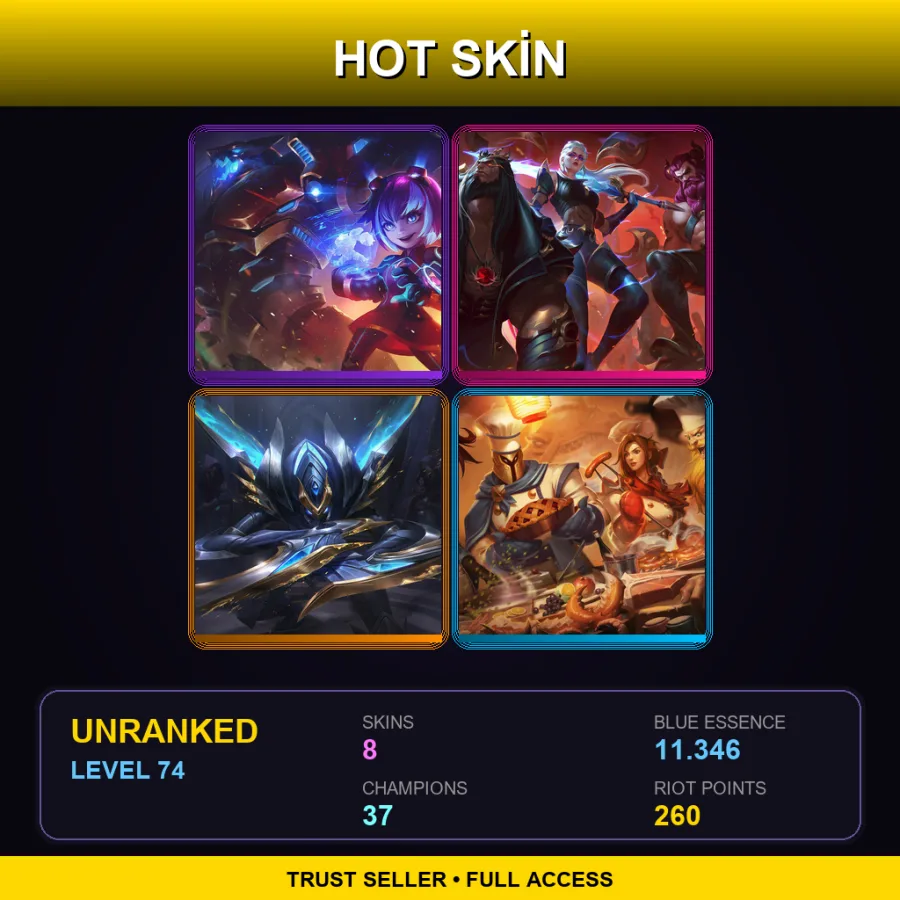 EUW | Lv74 | Unranked | 8 Skin | 37 Champ — Empyrean Lux