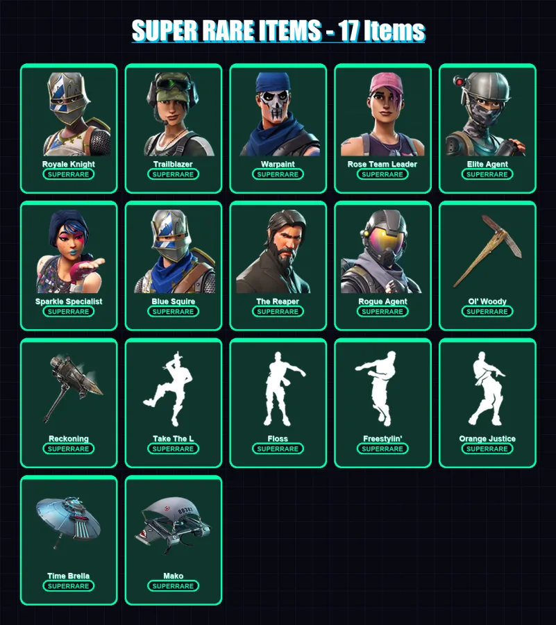 [PC/XBOX/PSN] | Royale Knight | Trailblazer | Warpaint | Rose Team Leader | Elite Agent | 136 skin | 113 pickaxe | 119 emote | 88 glider | Lv1372