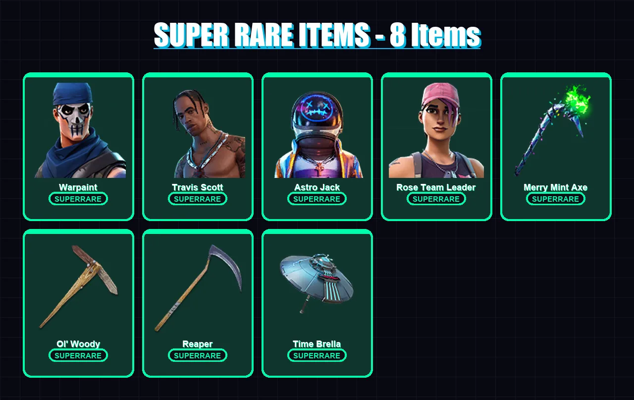 [PC/XBOX/PSN] | Warpaint | Travis Scott | Astro Jack | Rose Team Leader | Frozen Raven | 118 skin | 131 pickaxe | 100 emote | 83 glider | Lv1462 — Fortnite account