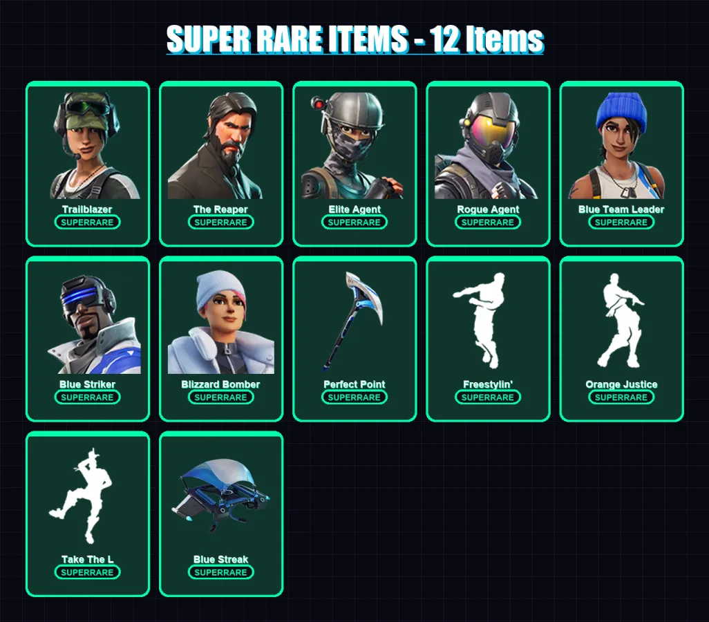 [PS4/PS5/XBOX/PC] | Trailblazer | The Reaper | Elite Agent | Rogue Agent | Blue Team Leader | 55 skin | 42 pickaxe | 58 emote | 34 glider | Lv461
