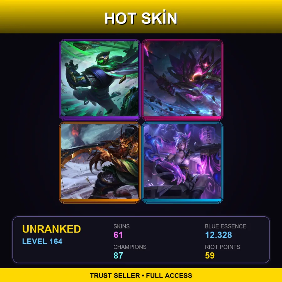 LAN | Lv164 | Unranked | 61 Skin | 87 Champ — Garen Skin 43