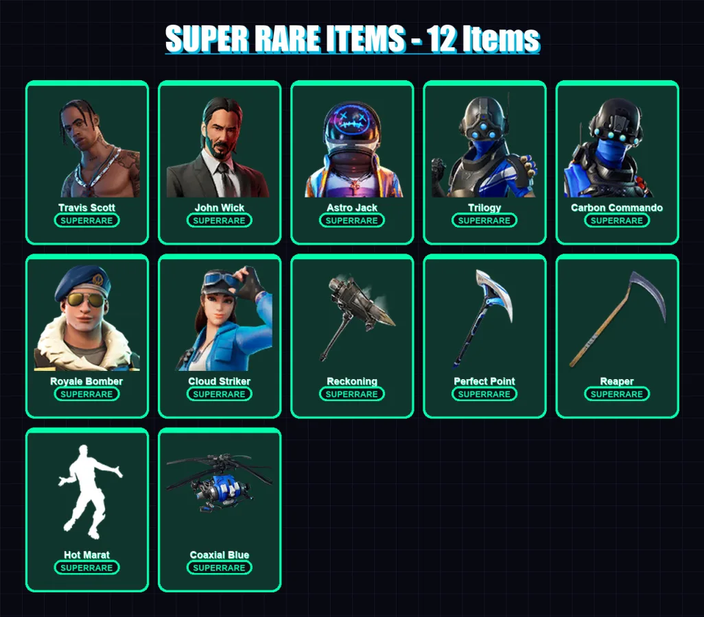 [PS4/PS5/XBOX/PC] | Travis Scott | John Wick | Astro Jack | Trilogy | Carbon Commando | 117 skin | 92 pickaxe | 118 emote | 84 glider | Lv1476