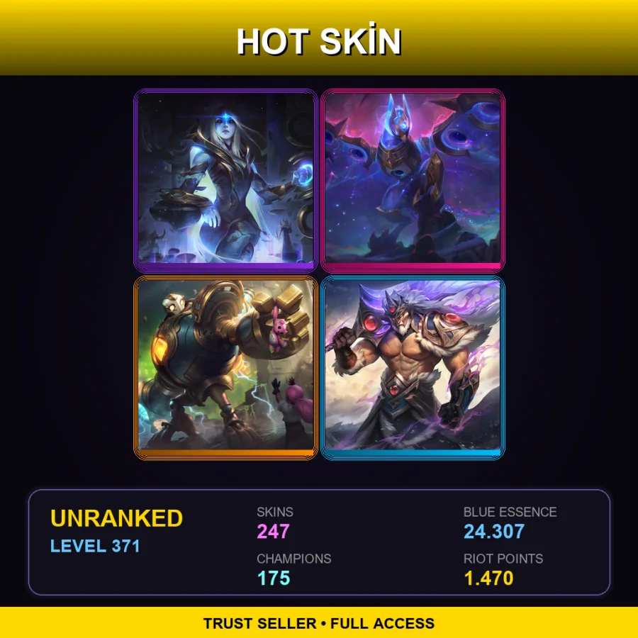 EUW | Lv371 | Unranked | 247 Skin | 175 Champ