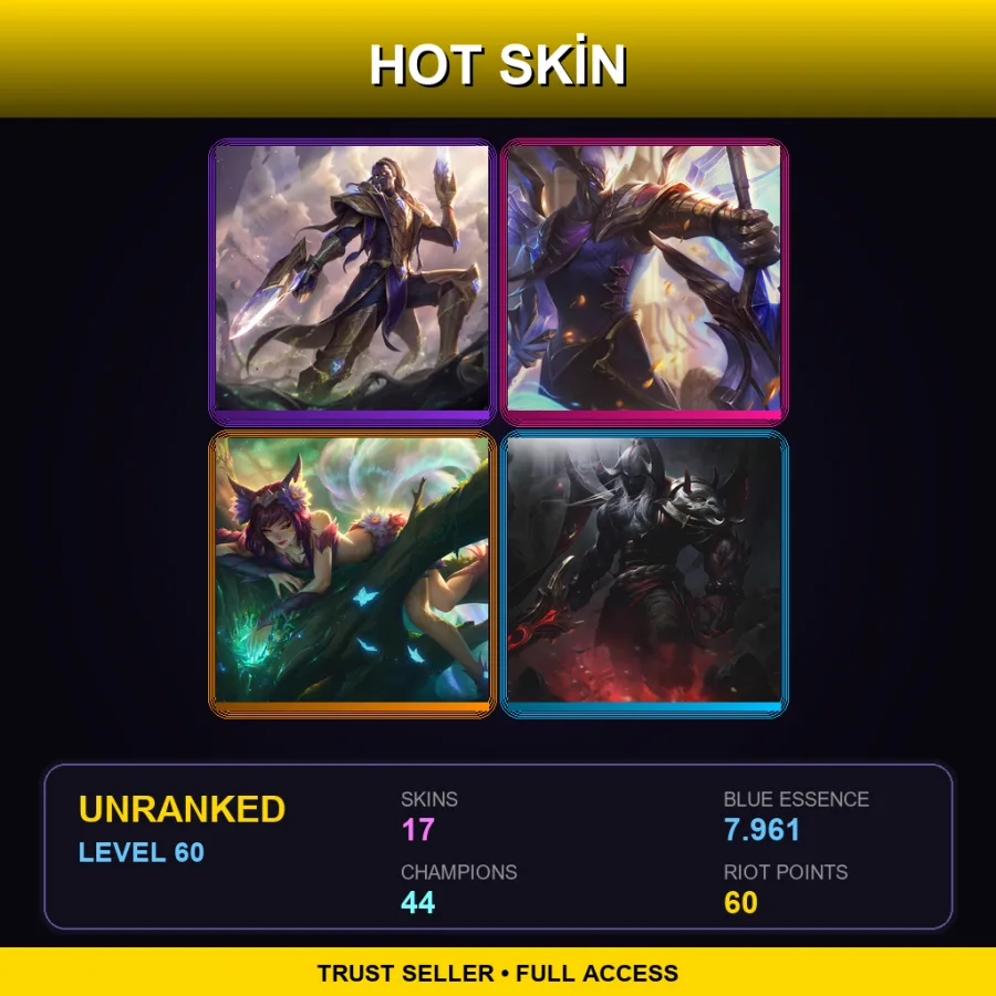 LAN | Lv60 | Unranked | 17 Skin | 44 Champ — LoL account
