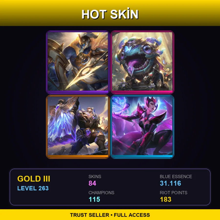 LAS | Lv263 | Gold III | 84 Skin | 115 Champ