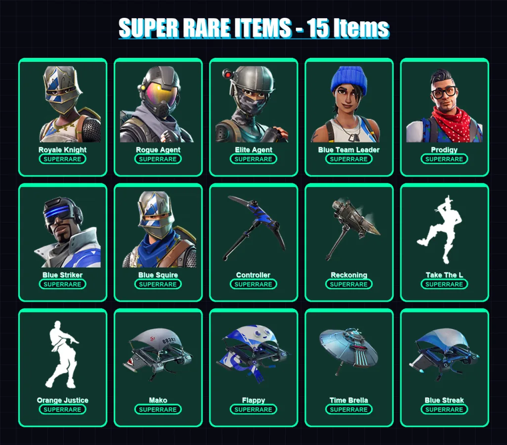 [PC/XBOX/PSN] | Royale Knight | Rogue Agent | Elite Agent | Blue Team Leader | Prodigy | 40 skin | 42 pickaxe | 52 emote | 63 glider | Lv982