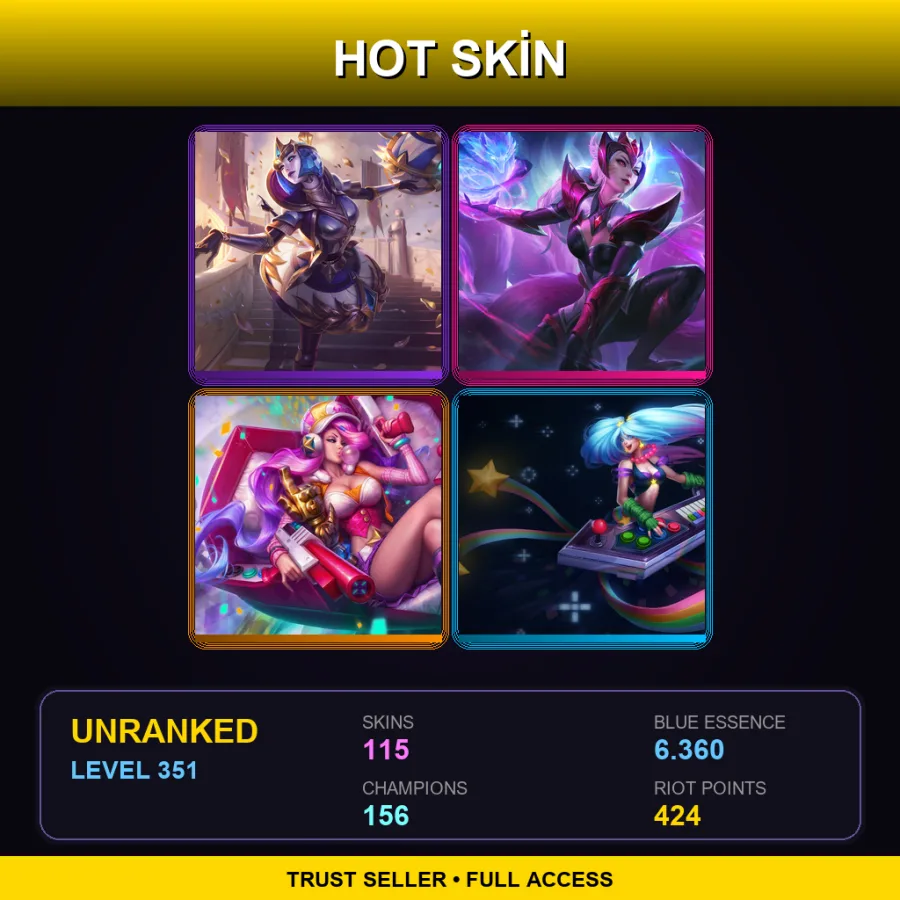 EUNE | Lv351 | Unranked | 115 Skin | 156 Champ — LoL account