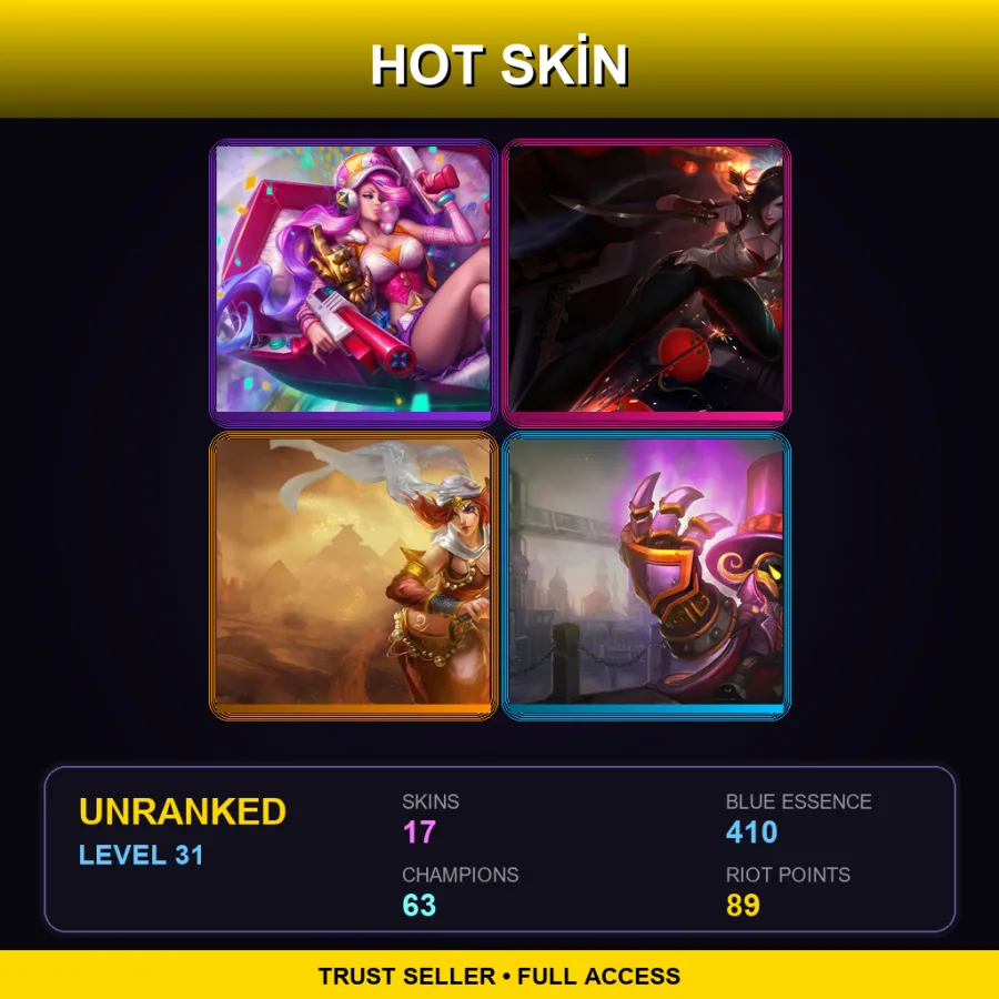 EUW | Lv31 | Unranked | 17 Skin | 63 Champ — LoL account