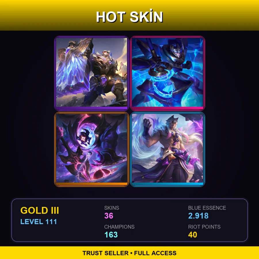 EUNE | Lv111 | Gold III | 36 Skin | 163 Champ